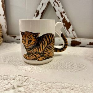 Vintage Orange Cat Coffee Mug W/Tail Handle